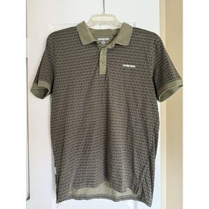 Lambretta Mens Olive Green Geometric Target Print Short Sleeve Polo Shirt Mod